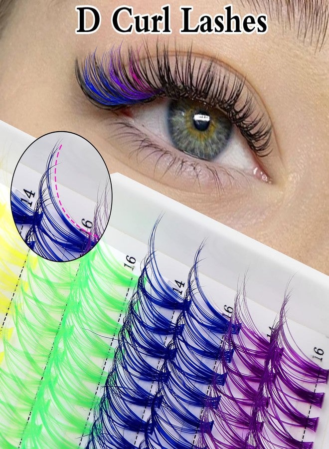 Valuebargain Lash Clusters with Color, 120 Pcs Colorful Lash Clusters, Easy-to-use Colored Eyelashes for Women, Girls DIY at Home, Makeup, (Multi-colored, 14/16 Mm) - Image 4